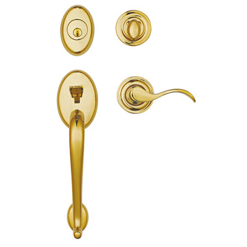 EAGH100CLPVDUS3 Rockwell Premium Winslow Solid Brass Single Cylinder Entry Door Handleset in Lifetime Brass Finish